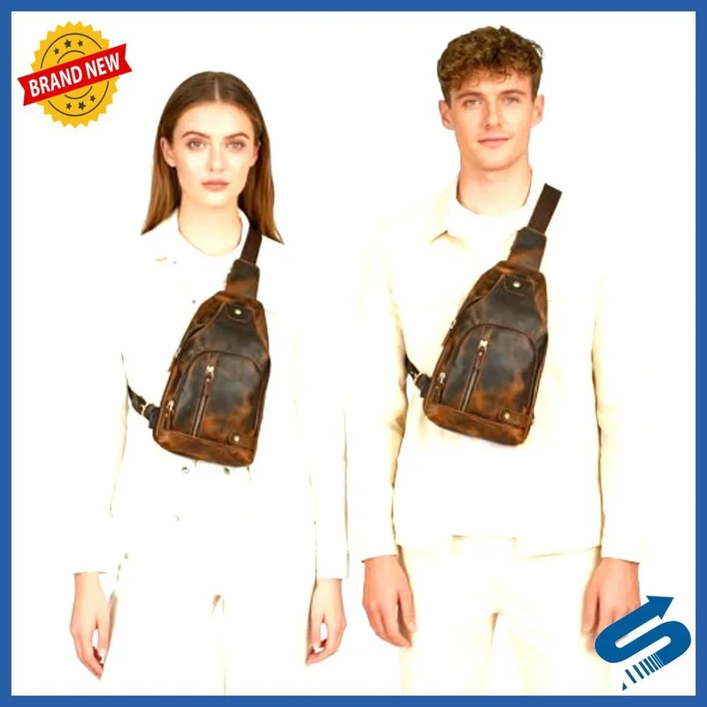 Genuine Leather Crossbody Sling Bag for Travel Daypack Shoulder Bag